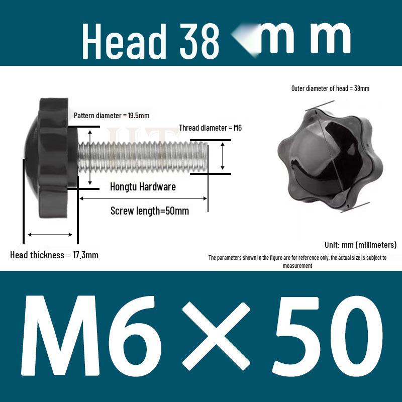 32-Head Rubber Six-Star Plum Blossom Handle Knob M5/M6/M8 Plastic Thumb Screw