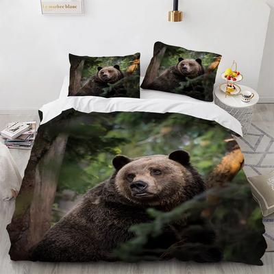 Montanhas Áridas Florestas Selvagens Urso Bebê Conjunto de Quarto Queen Cinza Branco Cinza Urso Polar Colcha Conjuntos de Cama Twin Full King Size