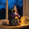 Halloween Tabletop Decorations Vampire Gnome Figurine, Resin Faceless Dwarf Statue with Purple Star Gothic Home Decor Hat And Cape, Spooky Cute