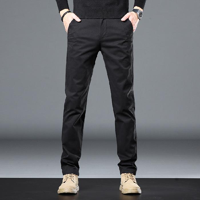

2024 Осень/Зима Новые прямые повседневные брюки, эластичные облегающие мужские повседневные универсальные брюки 38 чёрный