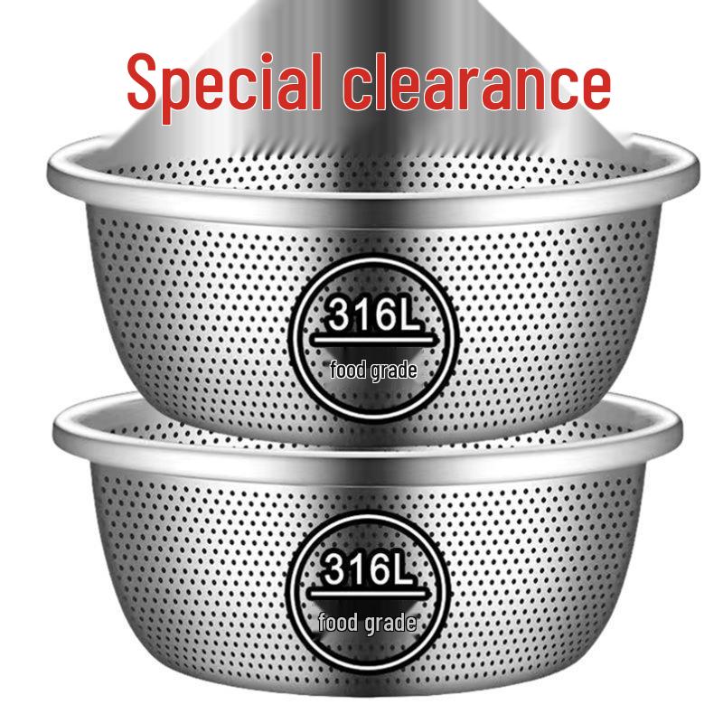 Food-Grade Stainless Steel Mesh Drain Basin for Washing Vegetables and Rice