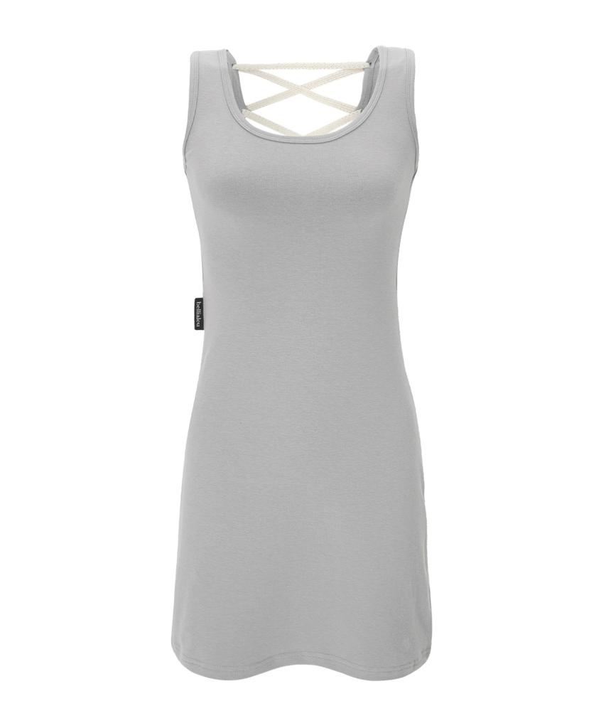 BELLIALEU Plain Corset Dress-Ash Beige