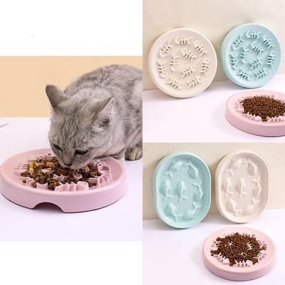 Pet Slow Food Bowl Cat Anti-Choking Bowl Multi-purpose ABS Feeding Supplies Oval Fish Shaped Non-slip Bottom Cat Plate