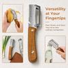 Multi-Functional 3-In-1 Stainless Steel Serrated Vegetable Peeler With Wooden Handle Slicer Bottle Opener Kitchen Tool