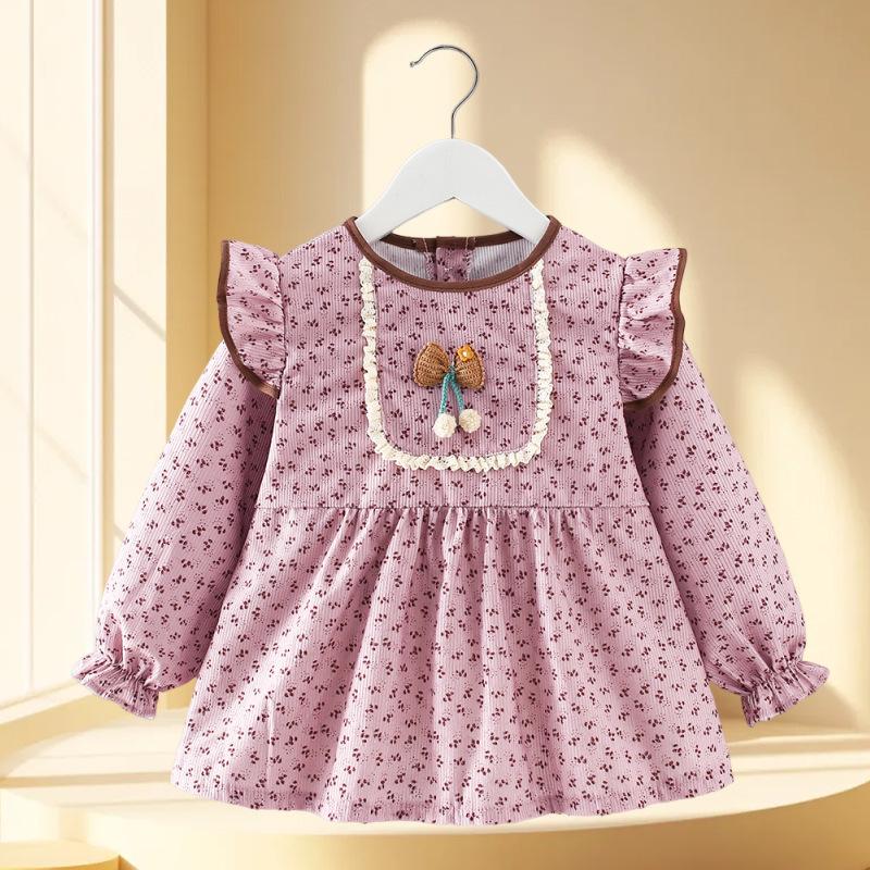 Waterproof & Stain-proof Baby Girl Coverall Bib - Reversible Autumn/Winter Protective Clothing