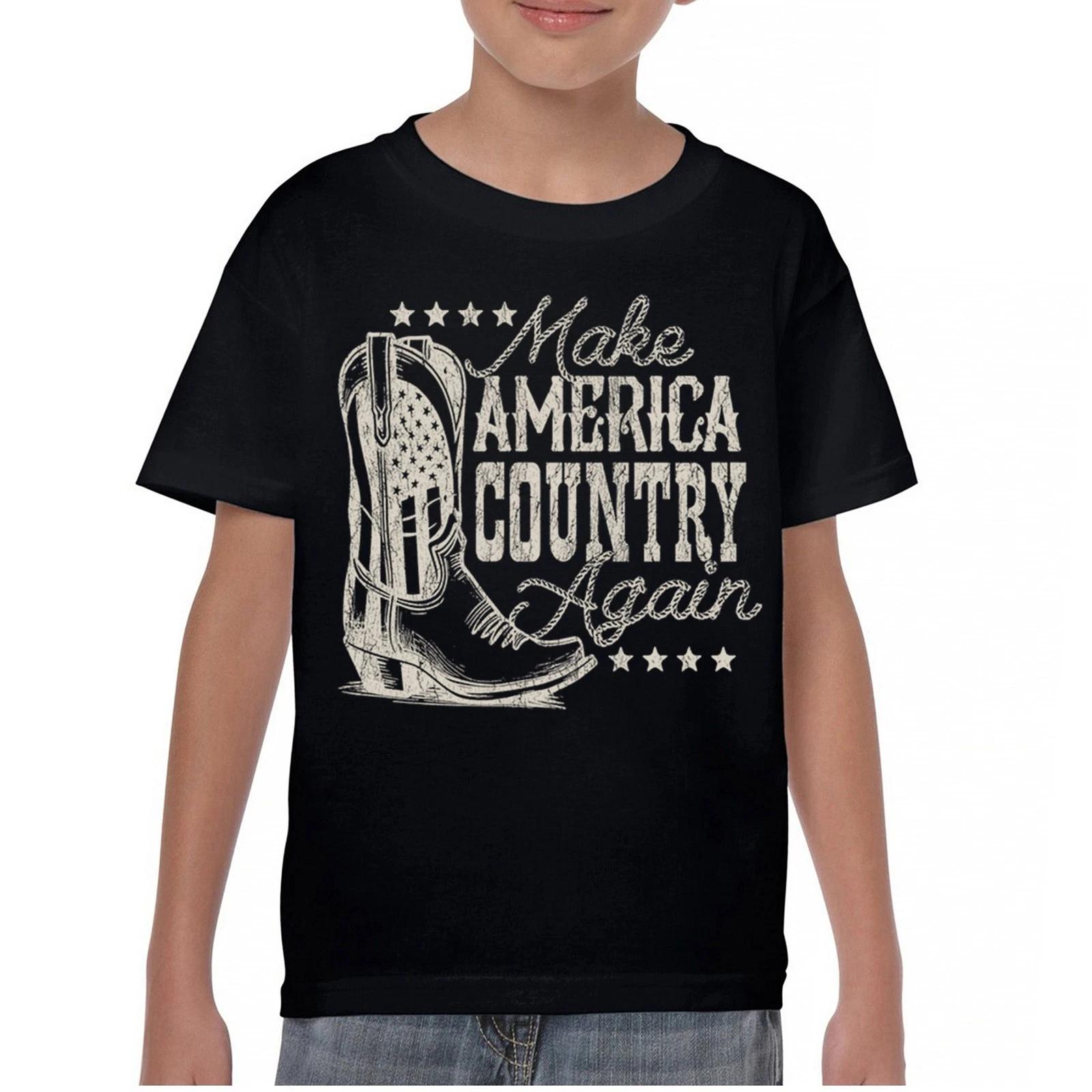 Make America Country Again Boot Youth kids boys T-Shirt Patriotic Western American Kids 140
