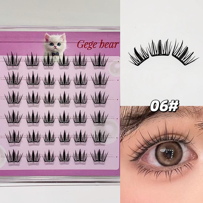 GEGE BEAR Naturalne komiksowe rzęsy C-Curl bez kleju, segmentowe rzęsy samoprzylepne, łatwe w noszeniu, idealne dla początkujących