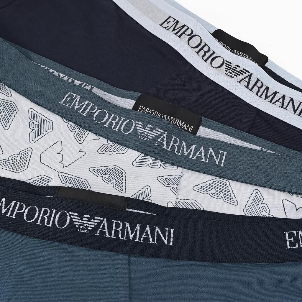 Emporio Armani men's boxer briefs, plain with logo, 3-pack, size M, blue, EM000260 AF20671 MB254, Made in Italy [Parallel Import]