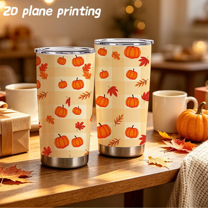 591ml Car Tumbler Autumn maple leaf elements Straw Cup Leakproof Tumbler Stainless Steel Tumbler Insulated Travel Cup Tumbler With Lid