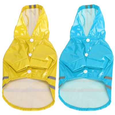 2pcs Dog Raincoat Waterproof Coat Hooded Rainwear with Safety Reflective Stripe Yellow Blue(YellowBlue S)