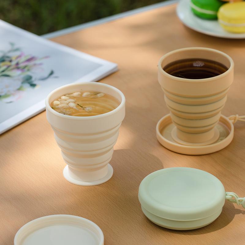 Water Cup, Food Grade Full Silicone Folding Zip Tie, Portable Travel, Outdoor Camping, Stretchable, High Temperature Resistant
