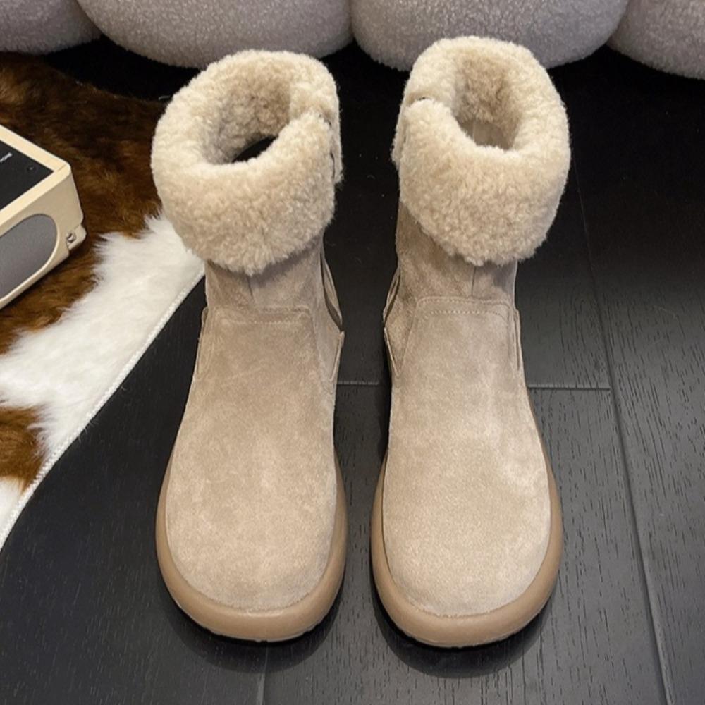 Snow Boots for Women's 2026  Winter New Plush Thickened Short Boots Retro Warm Fluffy Cotton Shoes Women's Flats Boot Women