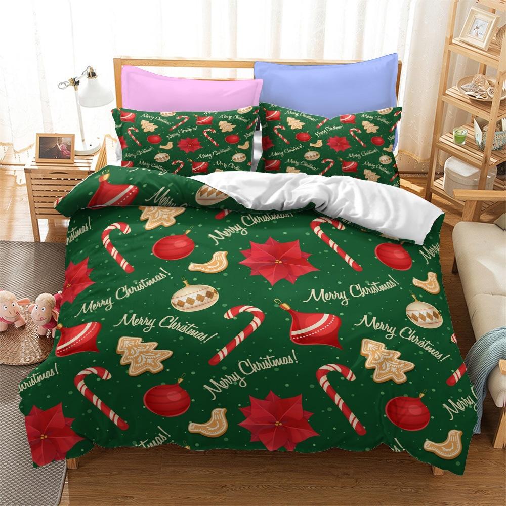 Christmas Series Bedding Three-Piece Home Textile Kit Digital Printing Production
