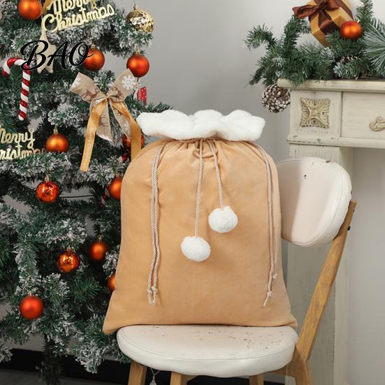 Hand Painted Craft Supply Bags Christmas Velvet Santa Gift Bag, 19 X 26 Inch Large Drawstring Durable Pouches for Snacks Claus Reusable Presents Sack
