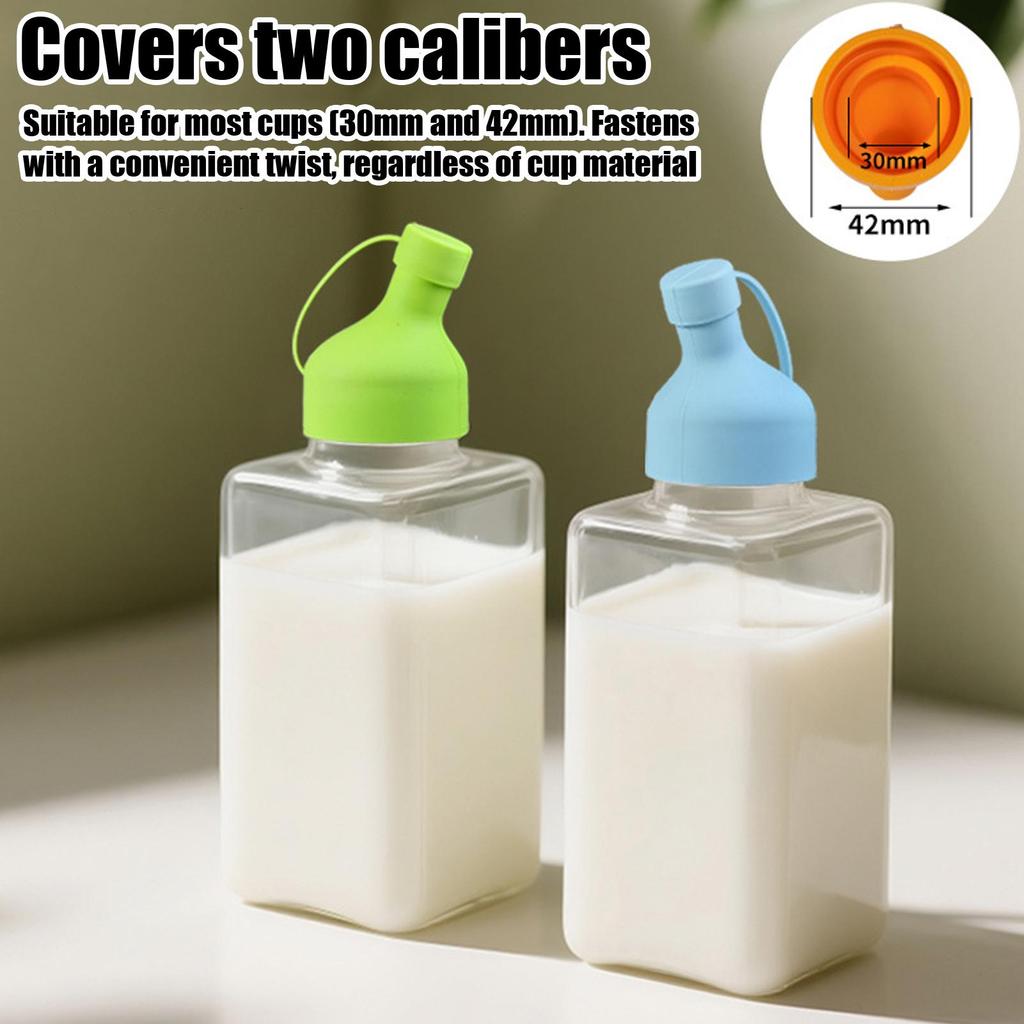 Milk Jar Lids Silicone Leakproof Pour Spout Covers Pour Spout Top For Family Kitchen Pantry Refrigerator Travel Picnic Baby