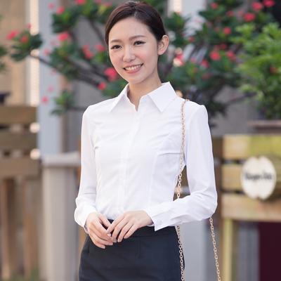Camicia bianca coreana primavera autunno Camicie con risvolto da donna Top professionali slim fit a maniche lunghe da donna