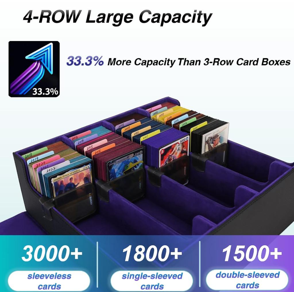 Deck Case Trading Card Case Card Storage Box Card Case Trading Card Storage Divider Board with Card Stopper with Pokeka MTG Various Card Purple 4