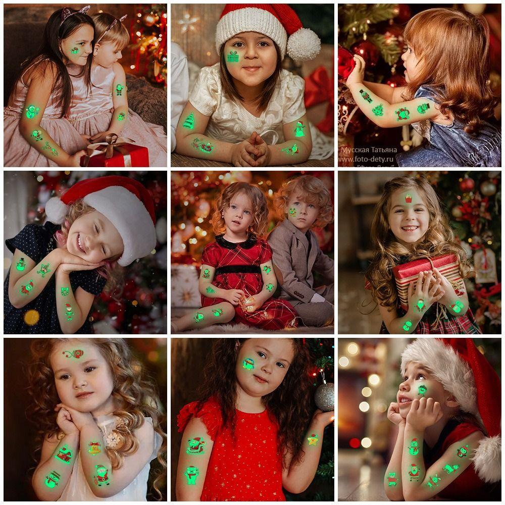 

10Pcs Waterproof Glow Tattoo Sticker Ghost Facial Temporary Tattoo Stickers Festival Carnival