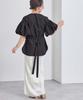 Yours Belted Collarless Balloon Sleeve Blouse BFXU1802 Small Black Women's