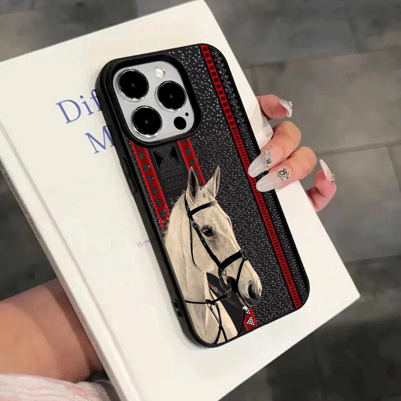 Vintage Totem Horse Pattern Phone Case For IPhone 17 16 16E 15 14 13 12 11 Pro Max XR XS Max 7 8 Plus Cute INS Cover Case