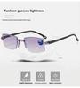 2 Pair New Men Women Rimless Reading Glasses Anti Blue Light Bifocal Far Near Magnification Eyewear Presbyopic Glasses +150 +200