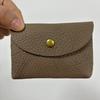 Top Grain Leather Snap Closure Coin Purse & ID Holder, Mini Lychee Pattern Card Holder for Men & Women