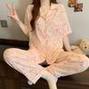 Cloud Cotton Pajamas Women'S Summer Dream Candy Cute Lapel Short Sleeves Trousers Homewear