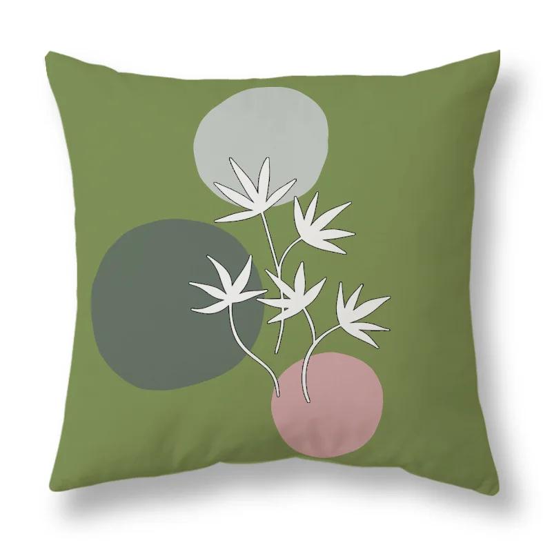 45x45cm Nordic Green Leaf abstract geometric embrace pillowcase Comfortable sofa Office Seat cushion cover Home decor Pillowcase