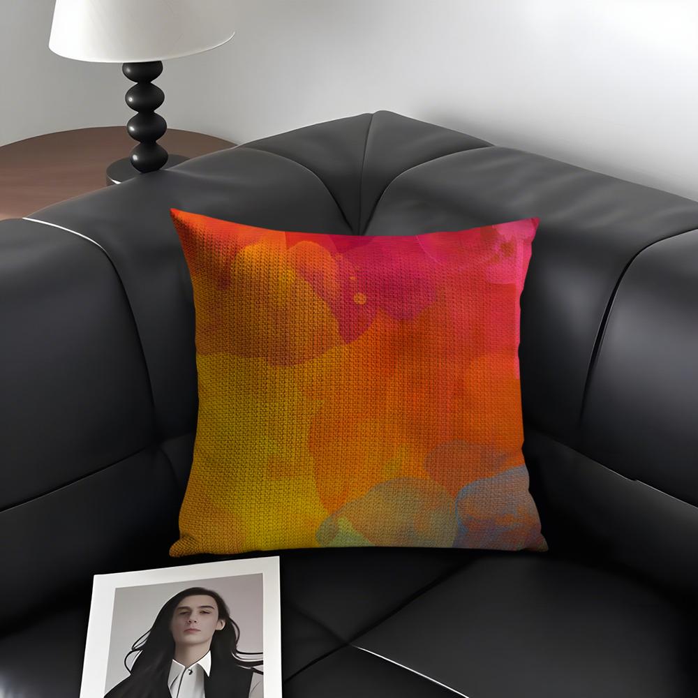 Rainbow Color Luxury Cushion Cover Natural Linen Organic Fabric DoubleSided Printing Sofa Home Decor Gift Pillow Case