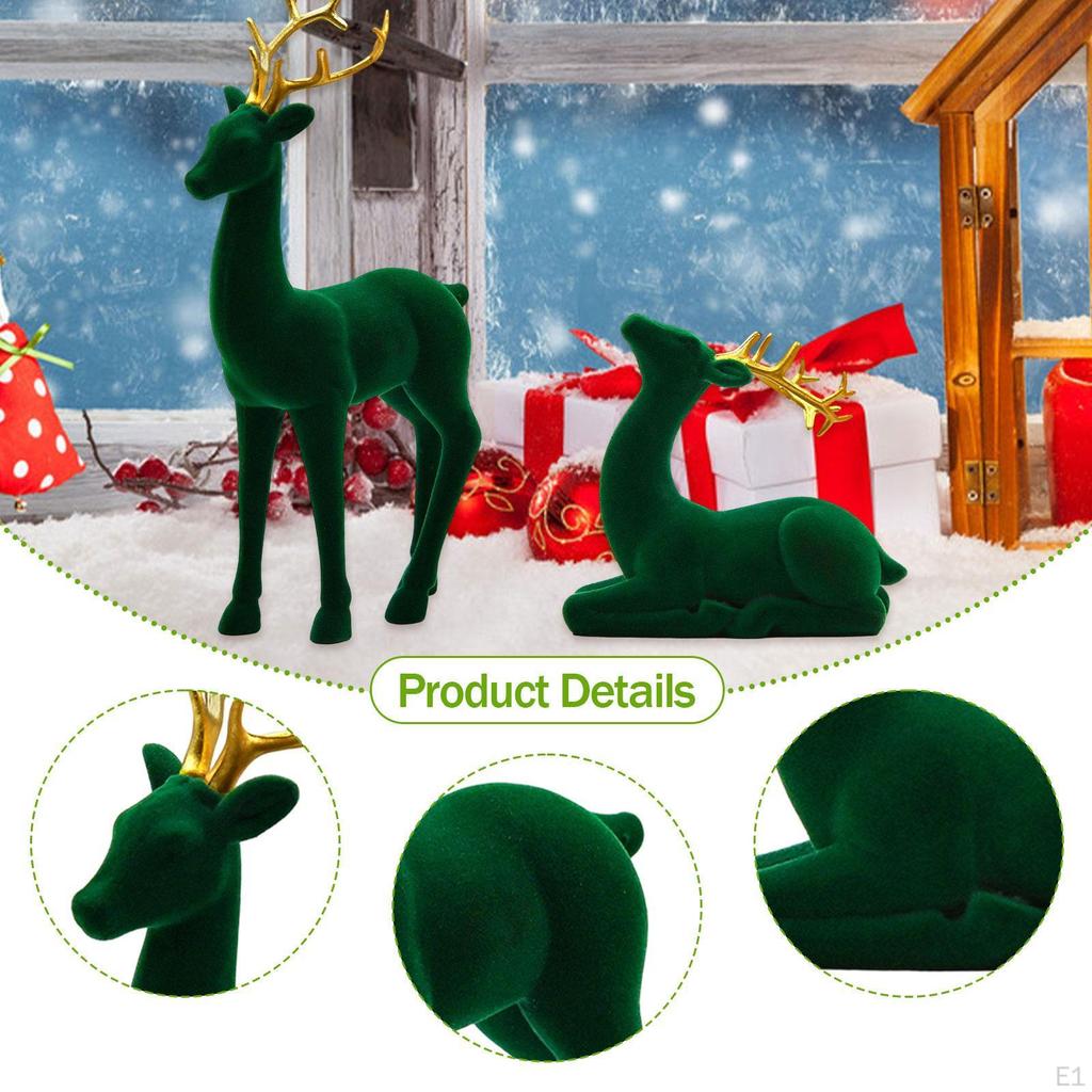 Reindeer Figurines Elk Sculptures Christmas Decoration Ornaments Sitting Standing Deer Statues for