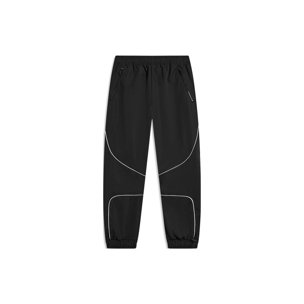 Li Ning Logo Letter Print Multi Pocket Knitted Sports Pants Men Pants Black AYKT875-1