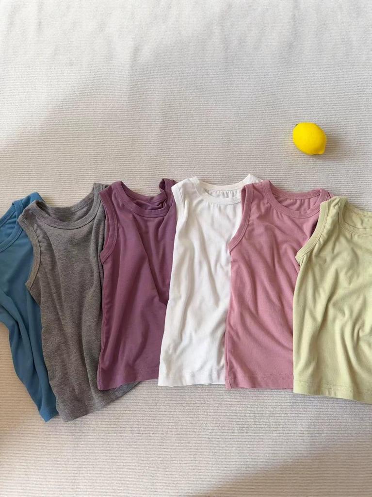 Children's Stylish Summer Sleeveless Vest - Solid Color for Baby Girls and Boys