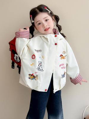 Girls' 2025 Spring/Autumn Hooded Windbreaker Jacket & Cardigan