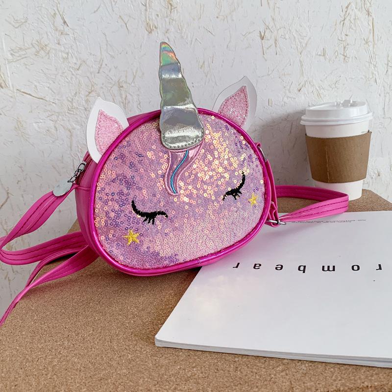 Iridescent Unicorn Cartoon Princess Crossbody Bag for Baby Girls