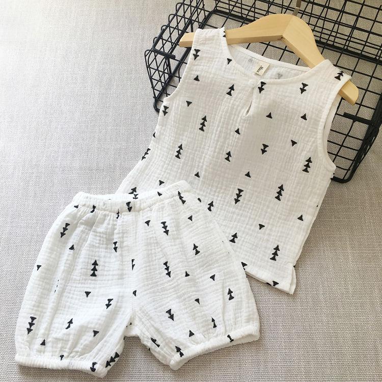Cotton Baby Sets Leisure Sports Boy and Girl T-shirt + Shorts Sets Toddler Clothing Baby Boy and Girl Air Conditioning Clothes
