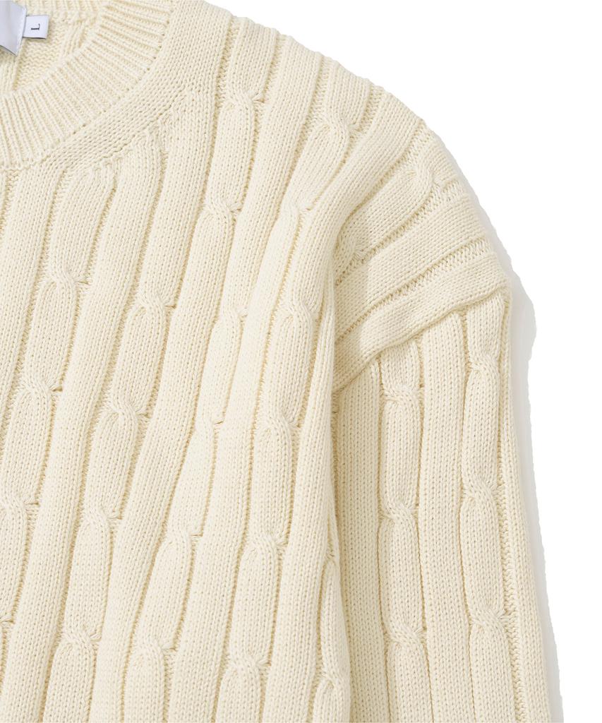 KNITTED [Nitied X Fashion Planet] Cable Round Knit Cream