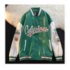 American retro letter embroidery leather jackets coats women's 2024 new street trend all-match baseball uniform couple loose top