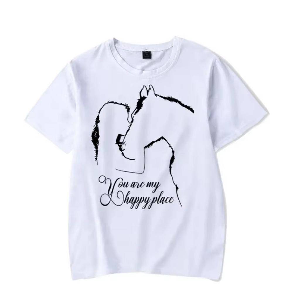 Men T-shirt You Are My Happy Place Kawaii T Shirt Men Women Tshirt Girls Horse Graphic Male Classic T Shirts Camisetas Masculino