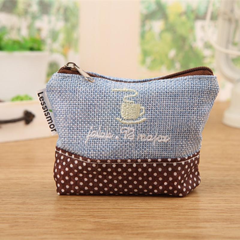 2 шт. Кошелек для монет в деревенском стиле Хлопок Креативный холщовый кошелек для монет Чехол для ключей. Blue