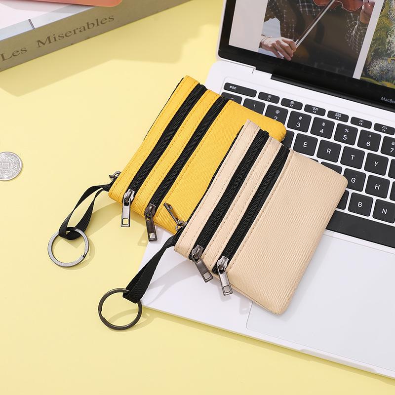 Canvas Mini Coin Purse Simple Zipper Kid Storage Pouch Money Pocket Solid Color Coin Key Bag Women Men Cute Wallet Mini Purse