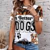 Fashion Women Retro Plush Animal Patterns Print T Shirt Funny Casual O-neck Short Sleeves T-shirt Summer Female Tee Shirt