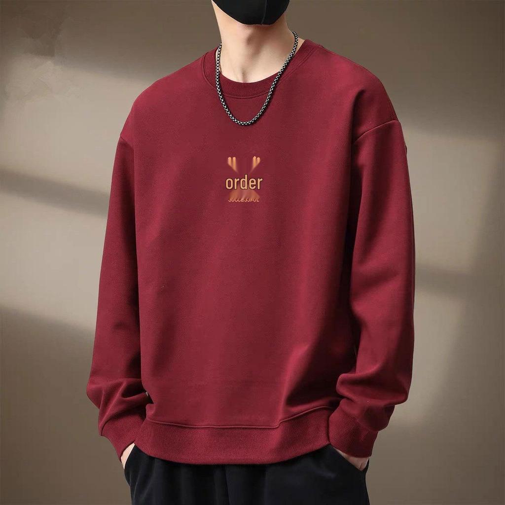 Year of the Horse Red Hoodie: Men's Fleece, Round Neck, New Year Team Dinner Attire.