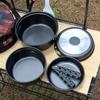 Open Fire Cookware Black Stackable Camping Pot Prevent Sticking Aluminum Alloy BBQ