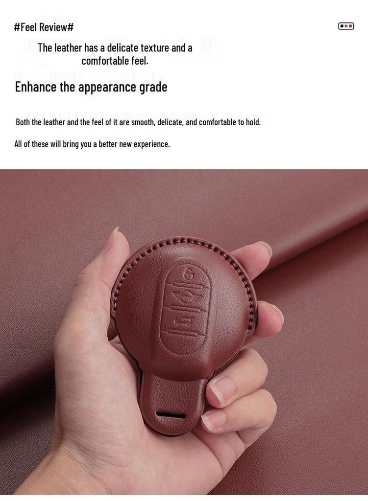 Étui pour clé BMW MINI Cooper (F54/F55/F56/F60) - Cuir Véritable Rouge Jujube