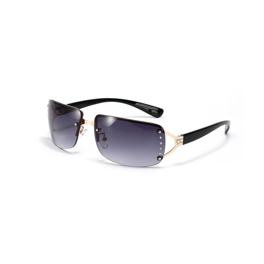 Xunge Frameless Rhinestone Sunglasses - Unisex Y2K Square Metal Style