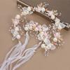 Flower Girl Tiaras Headband with Wrist Flower Artificial Pearls Flower Hairhoop For Wedding Dress And Formal Occasion