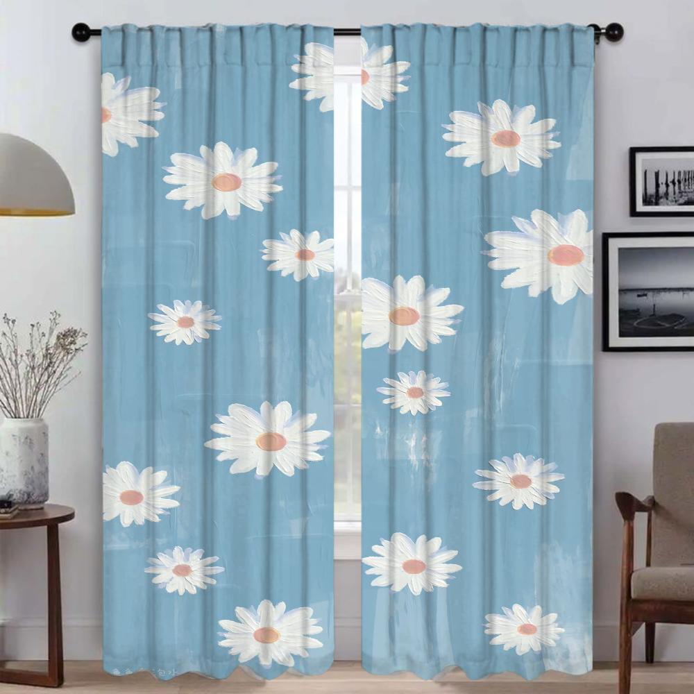 

Anti-mosquito Curtains for Living Room Curtain Cute Flowers Partition Shades Home Interior Curtains 2 Pieces Tulle for Bedroom W60xH90cmx2pcs-CL