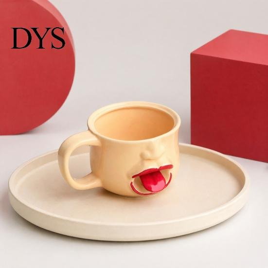 Unique Tongue Sticking Out Cup Quirky Ceramic Coffee Mug, 10oz 3D Sculpted Face Decorative Tea for Students Milk, Funny Creative Drinkware Home Office