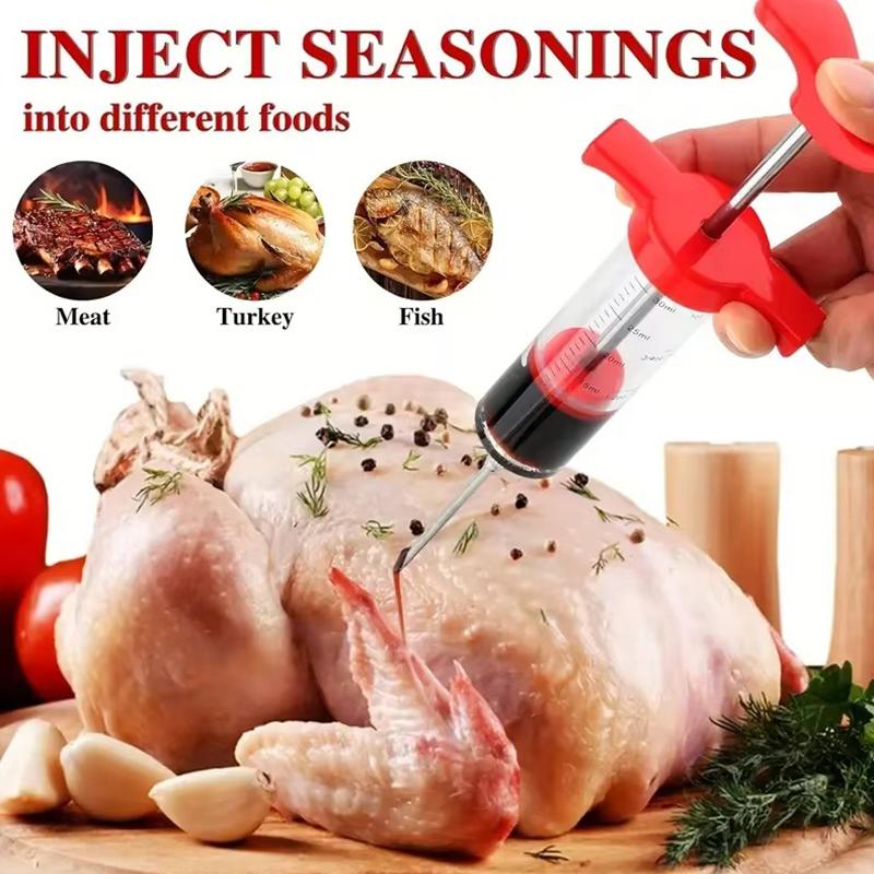 30ml/50ml Meat Marinade Injector Home Cooking Gadgets Syringe with Different Needles Cleaning Brush Turkey Chicken Beef Tool ZYF