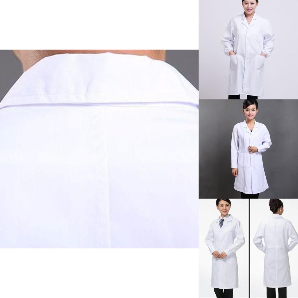 Unisex Doctor Nurse Workwear Long Sleeve Short Sleeve Lab Coat White Winter Summer